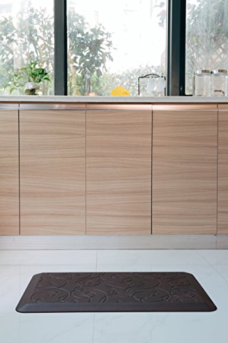 EverGrace Comfort Floor Mat Scroll Pattern Retro PU Anti-fatigue Kitchen Rug for Kitchens Office W20" x L30" x H3/4"(Burgundy) - Thumbnail 5