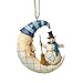 Jim Shore Heartwood Creek Snowman on Sleeping Moon Stone Resin Hanging Ornament, 3.25”