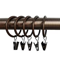 Ginbel Direct 40-Pack Copper Metal Heavy-Duty Drapery Curtain Rings with Clips for Windows, Bathroom, Home, Kitchen (Copper, 1 inch Interior Diameter)