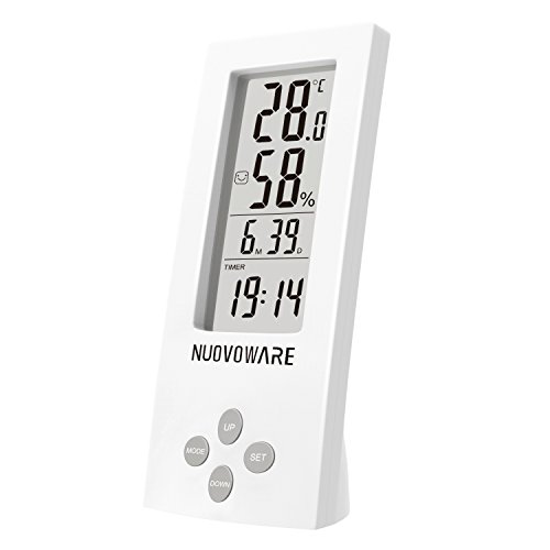 Nuovoware Thermometer Hygrometer Clock, Desktop Allinone High