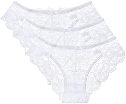 Women White Sexy Lace Cheeky Panties Hipster Briefs Pack of 3
