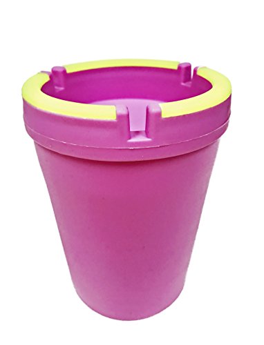MeowInc. Small and Large Color Variations Glow-Top Night Light Glow in the Dark Ashtray with Lid for Car Cupholder Butt Bucket with Lid (Small, Pink)