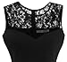 Sylvestidoso Women's A-Line Sleeveless Pleated Little Black Cocktail Party Dress with Floral Lace (M, Black)