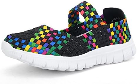 VenusCelia Women's Performance Woven Mary Jane Flat Shoes