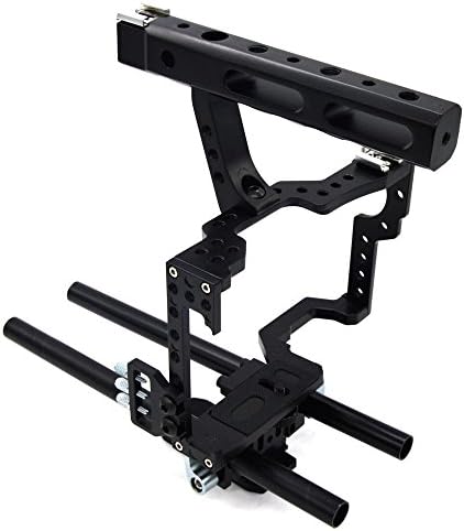 KOBWA Film Movie Making Rig Camera Video Cage Kit Aluminum Film Movie Kit System Rig with Handle Grip for Sony A7 A7S A7SII A7R A7RII A7II A6000 A6300 A6500 Panasonic GH4 GH3 Camera