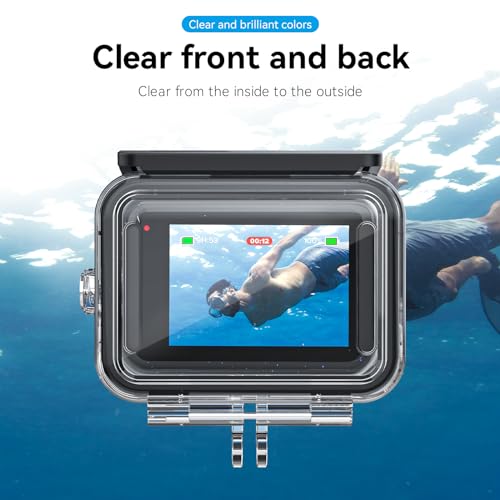 TELESIN 60M Waterproof Case for GoPro Hero 13 Hero 12 Hero 11 Hero 10 Hero 9 Black, 60M/196FT Waterproof Underwater Protective Case Includes Tripod Mounts and Fixing Screw for GoPro