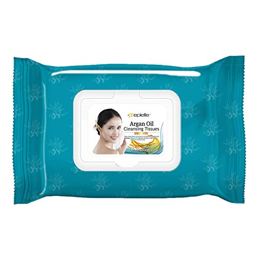 Epielle Argan Oil Facial Makeup Remover Cleansing Tissues Wipes Towelettes - 60ct (Sheets) per pack, 4 packs