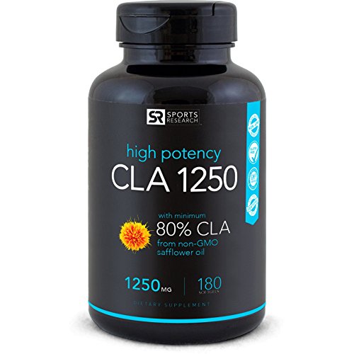 CLA 1250 (High Potency) 180 Veggie Softgel Capsules | Natural Weight-loss Supplement for Men & Women | Vegan Safe, non-GMO and Gluten Free - Made in USA