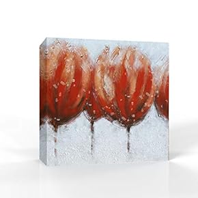 Canvas Wall Art Elegant Red Flowers Pictures Home Wall Decorations for Bedroom Living Room Paintings Canvas Prints Framed - 12x12 inches