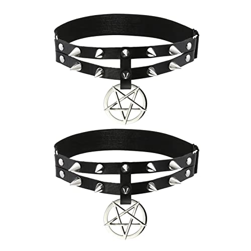 alisikee 2PCs Adjustable Star Leg Garter, Spike Studded Thigh Garters for Girls Birthday Valentine Gift