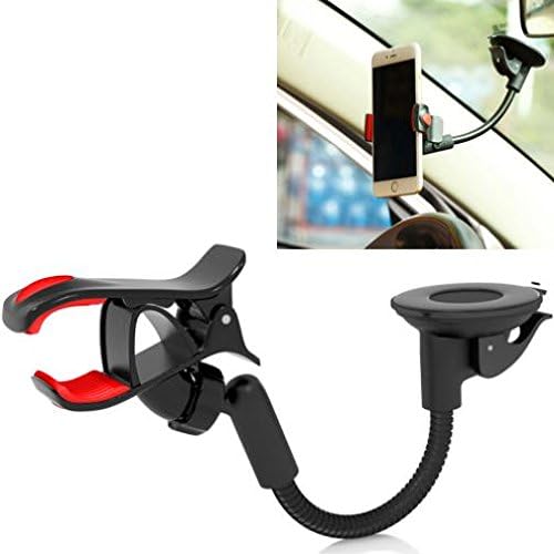 Easy Mount Premium Car Holder Windshield Dash Clipper Cradle Window Rotating Dock Strong Suction Gooseneck for iPhone 5 5C 5S, 6, Plus, 6S, Plus, 7, Plus, SE - Google Pixel, XL - HTC 10, Bolt, U11
