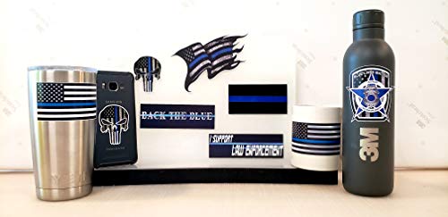Small Mega Variety Pack of Thin Blue Line Police Officer Blue Lives Matter American Flag Vinyl Decal Sticker Car Truck BLM(10 Pack)