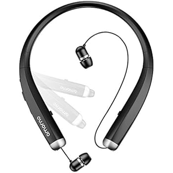 Bluetooth Headphones, AMORNO Foldable Wireless Neckband Headset with Retractable Earbuds, Sports Sweatproof Noise Cancelling Stereo Earphones with Mic