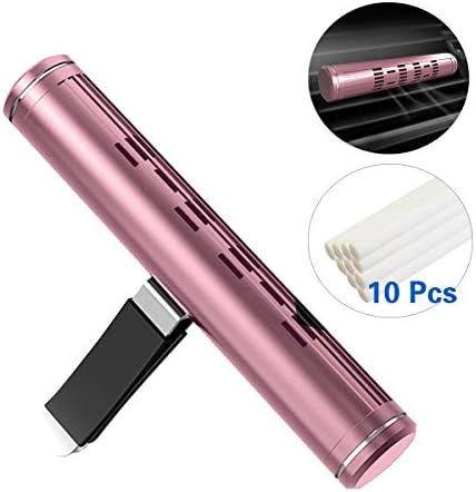 TURMON Car Air Freshener Aromatherapy Essential Oil Vent Clip Diffuser Set With 10 Unscented Sticks For In-Car, Home, Office, Bathroom, Bag (Pink)