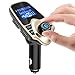 Nulaxy Bluetooth Car FM Transmitter Audio Adapter Receiver Wireless Handsfree Voltmeter Car Kit TF Card AUX USB 1.44 Display (Golden)