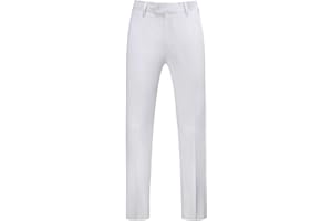 UNINUKOO Mens Dress Pants Slim Fit Solid Color Skinny Trousers Classic Business Casual Wedding Suit Pants
