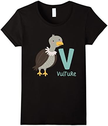 Womens Alphabet Animals Vulture T-Shirt Medium Black