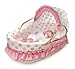 Badger Basket Natural Moses Basket with Fabric Canopy, Pink and Sage Dot