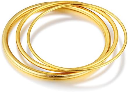 Marwar 3PCS Women Luxury Gold Color Bangles Bracelet Fashion Wedding Jewelry Cheap Price Accessory Multiple Quantity Choices (L)