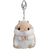 Zenarao Cute Khaki Plush Hamster Keychain Plush Keychain Charms Wallet Backpack Handbag Charms Automobile Keychains