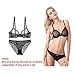 Vogue's Secret Women's Unlined Plus Size See-through Bra Sexy Lace Mesh Transparent Breathable Panties Underwear,Black,36D