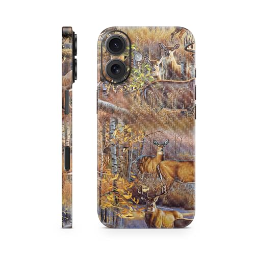 Carbon Fiber Phone Skin Compatible with Apple iPhone 16 - Deer Pattern - Premiu…