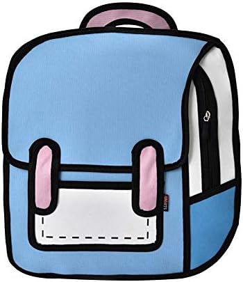Domybest Fashion Women Backpack, 2D Drawing 3D Jump Style Cartoon School Bag (Light Blue)