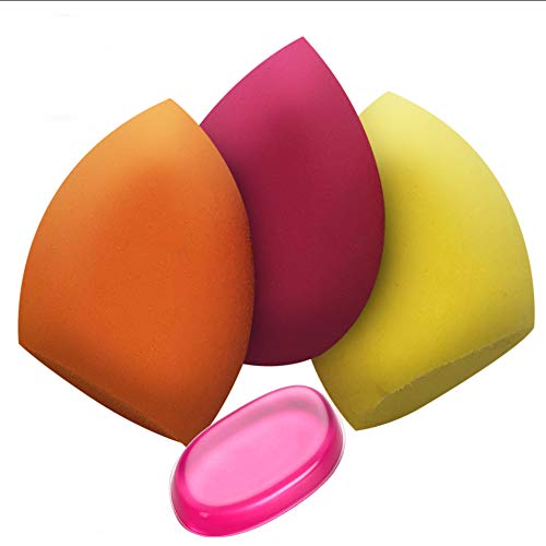 Benols Beauty 3 Pcs Makeup Sponge set Blender Beauty, Foundation Blending Sponge, Flawless for Liquid, Creams, and Powders, Multi Color Makeup Sponges With Bonus Blender- CANADIAN BRAND