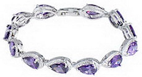 Scott ALlah Bracelets - Purple Amethyst Teardrop Tennis Bracelet White Gold Wedding Costume Accessories Bangle chain #7.3in