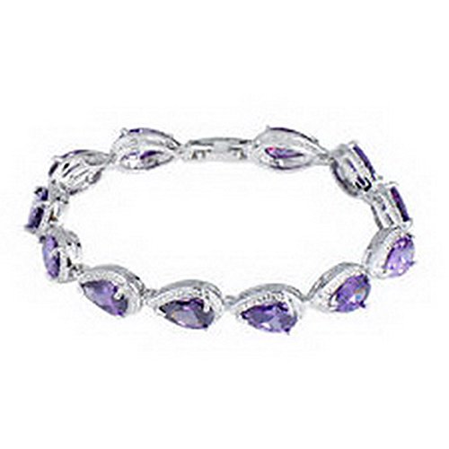 Scott ALlah Bracelets - Purple Amethyst Teardrop Tennis Bracelet White Gold Wedding Costume Accessories Bangle chain #7.3in