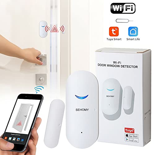 SEHOMY 4 Pack Smart Door Sensor Alarms, WiFi Window Sensor Detector