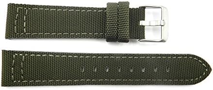 22mm Dark Green Genuine Leather G.I. Joe Canvas Style Watch Strap Band