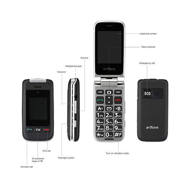 Big-Button-Mobile-Phone-for-Elderly-artfone-2G-Dual-SIM-Senior-Flip-Mobile-Phone-with-Dock-Dual-Highlighted-Screen-Display-FM-Radio-Camera-Torch-and-SOS-Button-Black artfone Big Button Mobile Phone for Elderly, 2G Dual SIM Senior Flip Mobile Phone with Dock, Dual Highlighted Screen…