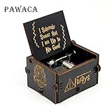 Pawaca Hedwig's Theme Music Box, Hand Crank Musical Box, Carved Wooden Personalizable Music Box for Birthday or Christmas(Black)