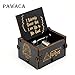 Pawaca Hedwig's Theme Music Box, Hand Crank Musical Box, Carved Wooden Personalizable Music Box for Birthday or Christmas(Black)