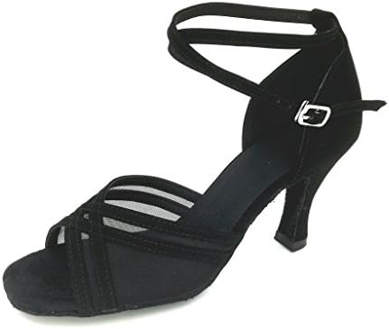 LOVELY BEAUTY Women's Dance Shoes Flocking Latin / Dance Sneakers / Salsa Sandals Stiletto Heel Practice,3.0" Heel, 7.5 B(M) US