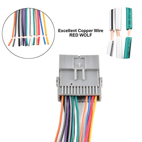 RED WOLF Car Stereo Radio Wiring Harness Connector Adapter Factory Head