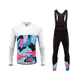 Uglyfrog Mens Cycling Jersey Long Sleeve Thermal Fleece Full Zipper Lightweight & Breathable Winter Warm Cold Wear Suit with Long Bib Tight Sets MTB Mountain Bike Running Spors and Outdoor Wear