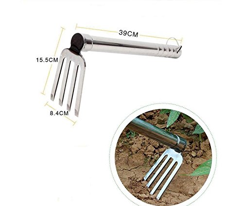 Mengbaobao MBB Stainless Steel Garden Rake Fork Hand Tool Gardening Weeding Seeding