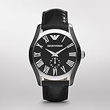 Emporio Armani Men's AR0643 Classic Black Leather Black Roman Numeral Dial Watch