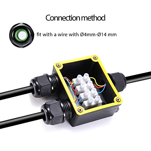 Abzweigdose Wasserdicht IP68 Ø4mm-Ø14mm Tüv-Zertifizierung Schwarz Elektrischer Außen Verteilerdose für Garten | Outdoor… – Bild 8