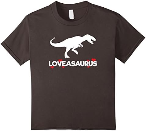 Kids Loveasaurus Dinosaur Heart Valentines Day T-Shirt Boys Girls 8 Asphalt