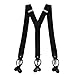 HOLA AMCS Men's Y Back Suspenders with Strong Clips&Leather Joint& Button End Strap& Heavy Duty (Black)