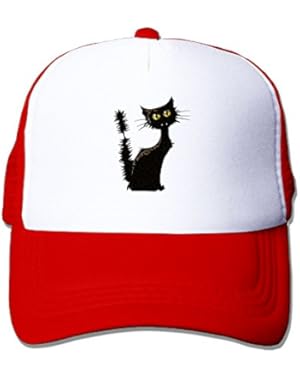 Single Black Cat Unisex Mesh Hat Adjustable Sports Baseball Cap