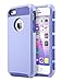 ULAK iPhone 5S Case, iPhone 5 Case, iPhone SE Case, Slim Fit Dual Layer Protection Case Shock Absorbing Hard Rugged Ultra Protective Back Rubber Cover with Impact Protection (Light Purple+Purple)