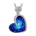 J.NINA Blue Heart Necklace for Women Blue Crystal Necklace Rose Flower Necklace Heart of the Ocean Necklace Jewelry for Women Gifts for Women Wife Grandmother Mom Gifts for Anniversary Birthday
