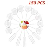 150pcs 4ml Disposable Plastic Squeeze Transfer Pipettes-Heart,Round and Rectangular,3 Shapes for Cupcakes, Chocolate,Strawberries
