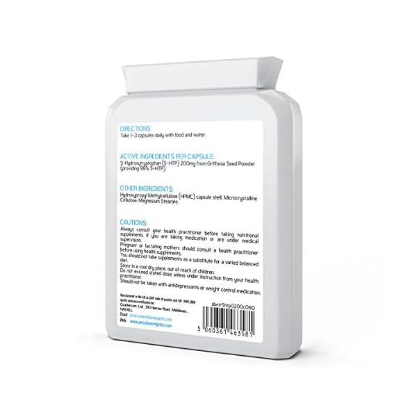 5HTP - 90 Capsules - extracted from 400mg of Griffonia Seed per Capsule, Providing 200mg of 5-HTP per 4 Capsules…
