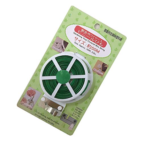 WINBOB All-Purpose 164 feet Twist Ties – Multifunctional Twist Plant Ties with Cutter, for Plants Support Garden Office and Home Cable Organizing (164 Feet/ 50m, Green, Set of 1)