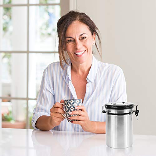 Primica Stainless Steel Coffee Canister - Premium Coffee Container Airtight Storage with Scoop for Easy Portioning